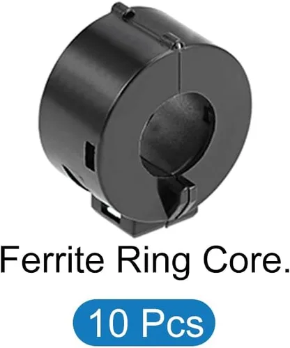 Vista 6 de Clip de cable de filtro de ruido RFI EMI con núcleo de anillo de ferrita, [para cable de alimentación USB/video] - 0.591 in / negro / 10 piezas