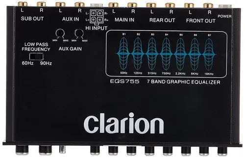 Vista 2 de Clarion EQS755 Ecualizador Gráfico de Audio para Auto de 7 Bandas con Entrada Auxiliar Frontal de 3.5 mm, Entrada Auxiliar RCA Trasera e Entradas