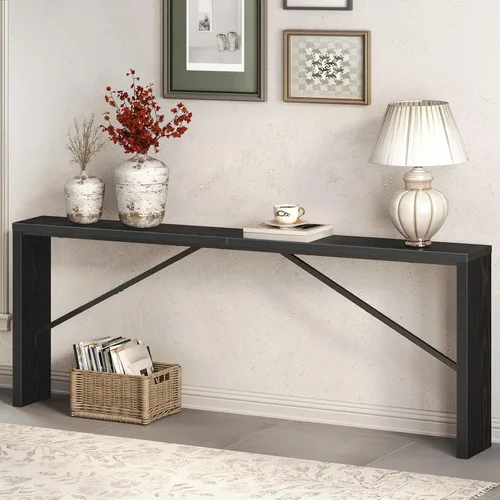 Vista 9 de MAHANCRIS Mesa consola, mesa de sofá de 62.2 pulgadas de largo detrás del sofá, mesa de entrada estrecha, mesa de comedor de granja con marco