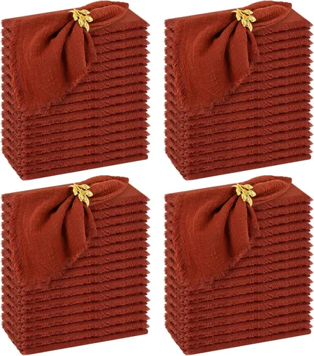 Vista 8 de Paquete de 60 servilletas de tela hechas a mano con flecos, servilletas de lino de algodón negro, servilletas de cena de algodón rústico suave