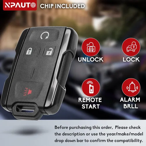 Vista 2 de NPAUTO Llavero compatible con Chevy Silverado GMC Sierra 1500 2500 HD 3500 HD Chevy Colorado GMC Canyon 2015 2016 2017 2018 2019 2020 2021 Control