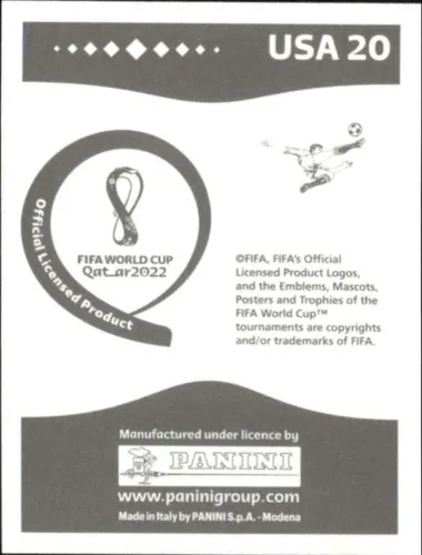 Vista 2 de 2022 Panini World Cup Qatar Sticker #USA20 Timothy Weah Group B USA Mini Sticker Trading Card