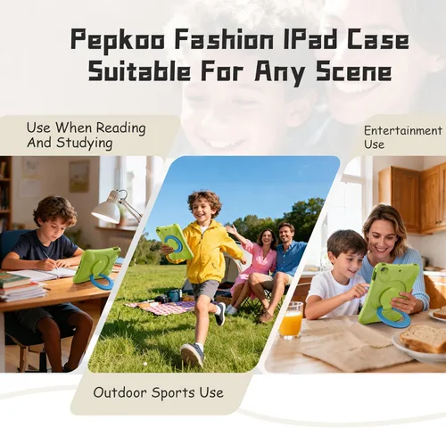 Vista 7 de Pepkoo Funda EVA anticaídas 9.7 para iPad, compatible con iPad 5ª/6ª/Air/Air2, con soporte ajustable, proporciona una protección completa de 360