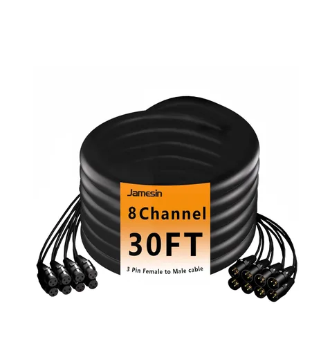 Vista 9 de Jamesin Cables XLR de 4 canales de 6 pies macho a hembra, cable de serpiente con etiqueta digital y cable de audio de micrófono codificado por