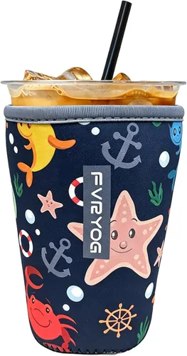 Vista 63 de Reusable Insulated Neoprene Iced Coffee Sleeves for Iced Coffee Cups, Coffee Coolies sleeves for Iced & Hot Drinks