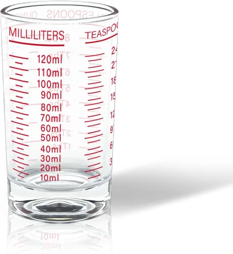 Vista 7 de BCnmviku Vaso medidor, vaso de chupito, 4 onzas/4.1 fl oz, líquido pesado, vaso de vidrio de alta expreso, línea negra (1, negro)