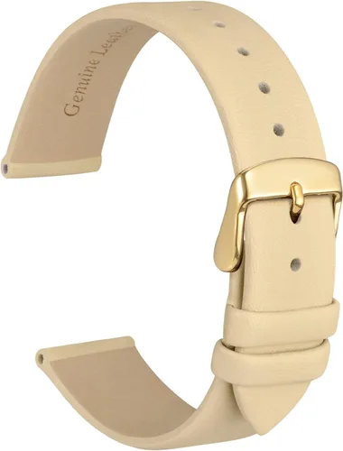 Vista 49 de WOCCI Correa de reloj elegante de 0.315 in de ancho, correa de repuesto de cuero genuino con hebilla dorada (negro)