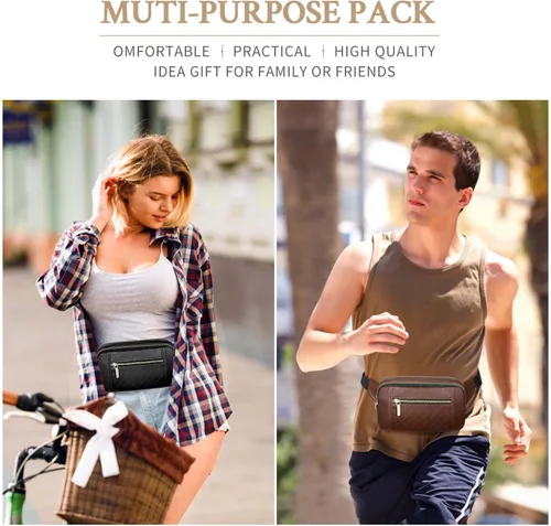 Vista 4 de Riñoneras para mujer, bolsa de cinturón de poliuretano de alta capacidad con correa ajustable, bolsa de cintura cruzada de moda para exteriores
