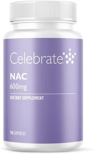 Celebrate Vitamins NAC (N-acetil cisteína) Suplemento, 600 mg por cápsula, sin gluten, sin OMG, 90 cápsulas