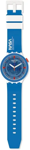 Vista 2 de Swatch mono de cuarzo azul esfera reloj para hombre SB03Z100, Azul, Movimiento de cuarzo