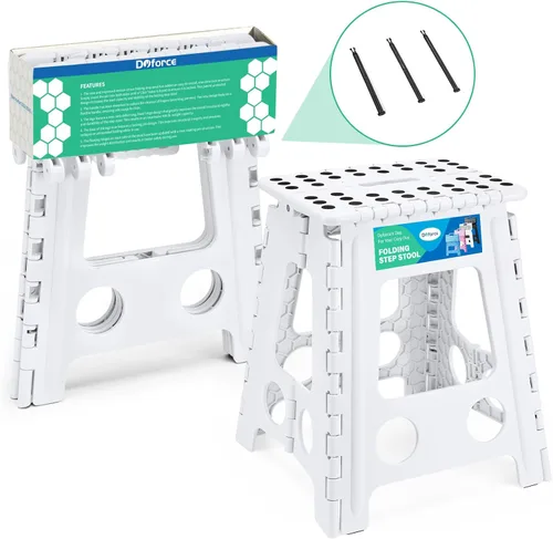 Vista 110 de Dyforce Taburete plegable de 9 pulgadas, taburete para niños, taburetes resistentes para adultos, taburetes de pie compactos, taburetes ligeros