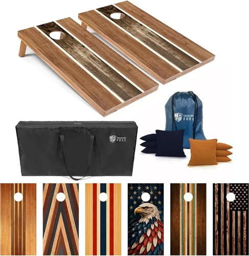 Vista 8 de Tailgating Pros Tablas de Cornhole de 4 x 2 pies, tamaño reglamentario oficial, juego de cornhole de diseño de madera con 8 bolsas de frijol, funda