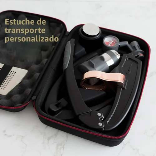 Vista 7 de Flair PRO 3 (Negro) – Máquina de café expreso con palanca manual con cabezal de infusión de acero inoxidable, manómetro y espejo de chupito