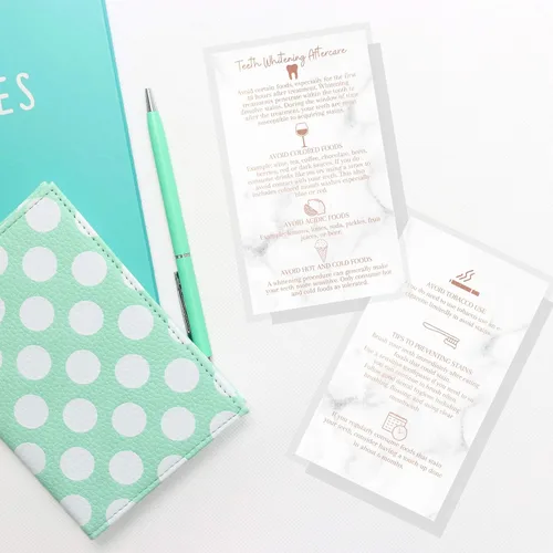 Vista 8 de Tarjetas de instrucciones para el cuidado posterior para blanquear los dientes, paquete de 50, tarjeta de visita de 2 x 3.5 pulgadas