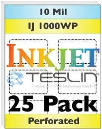 Vista 3 de Papel sintético Teslin® de inyección de tinta perforada - 5 hojas