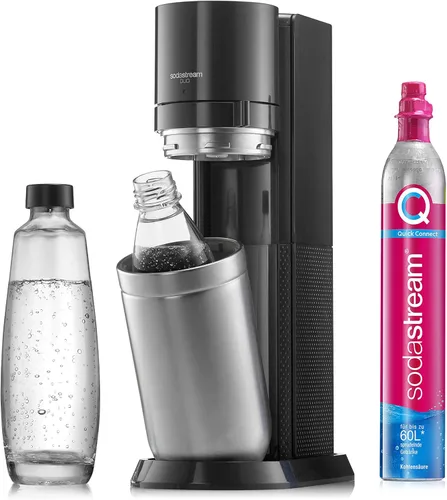 Vista 5 de SodaStream Paquete de repuesto QC con 1 cilindro de CO2 de conexión rápida, rendimiento: 60 L, 1 botella de vidrio de 1 litro, rosa, 10.8 x 6.3 x