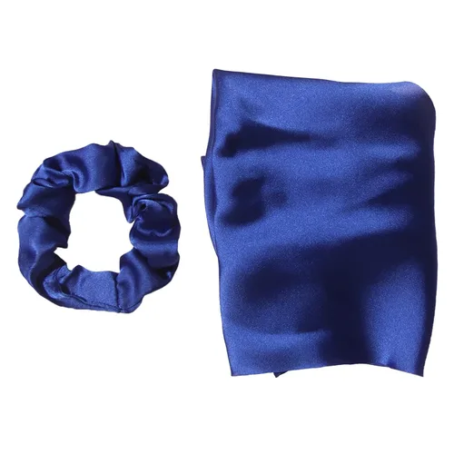 Vista 49 de Coleteros para el cabello para mujer, bufanda LFOUVRE Scrunchies, 2 piezas de bufandas anudadas para niñas, bufanda de satén sedoso, banda elástica