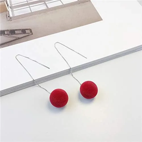 Vista 5 de Flairs New York - Conjunto de aretes con borlas y pompones de piel sintética