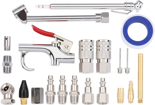 Vista 9 de AIRTOON Kit de accesorios para herramientas neumáticas de 18 piezas con manguera de PVC de 3/8 pulgadas x 25 pies, accesorios de conexión rápida NPT