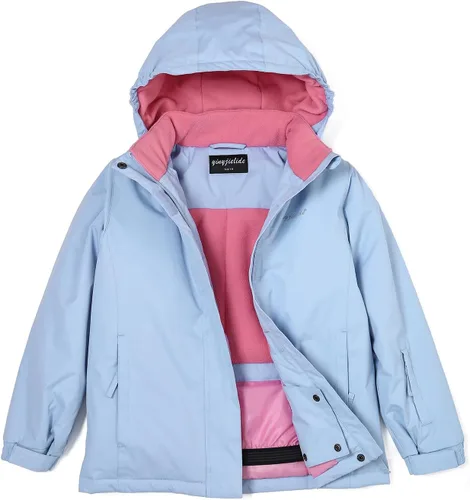 Vista 13 de Chaqueta de esquí impermeable para niñas, chaqueta de snowboard para exteriores, resistente al viento, con forro polar, abrigo de nieve cálido