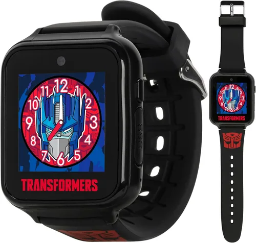 Transformers - Reloj inteligente para niños con cámara selfie, 10 caras de reloj intercambiables, podómetro, juegos jugables y más, tecnología