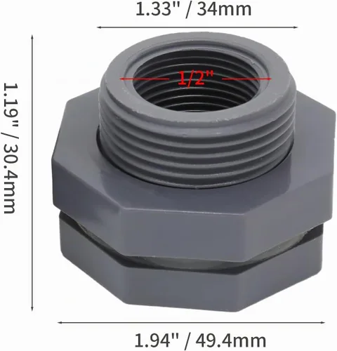 Vista 2 de Conector de tanque de agua de PVC de 1/2 pulgada, paquete de 2