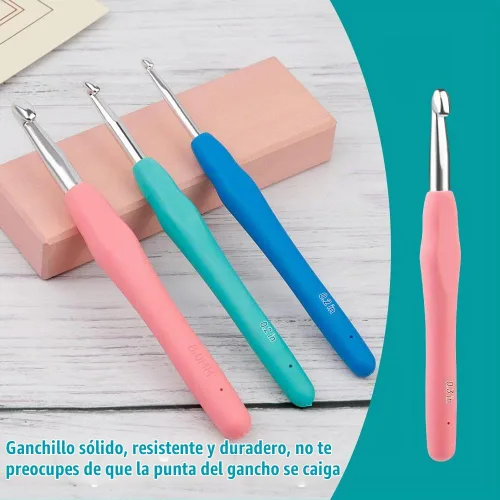 Vista 5 de Ganchos de ganchillo de 3 tamaños de 0.2 in, 0.2 in, 0.3 in para manos