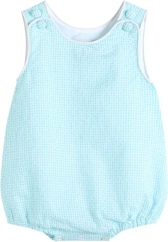 Vista 18 de Lil Cactus - Pelele de una pieza con diseño de burbujas, estilo seersucker o cuadros de gingham, para bebés y niños pequeños café Gingham
