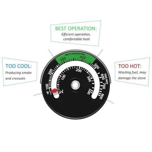 Vista 5 de Xiwei Termómetros magnéticos para estufa, termómetro de monitoreo de acero inoxidable, termómetros magnéticos para chimenea, temperatura del horno