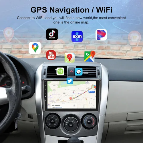 Vista 3 de Radio de coche 2G+64G para Toyota Corolla 2009-2013, estéreo de coche Android inalámbrico Carplay, Rimoody pantalla táctil de 9 pulgadas