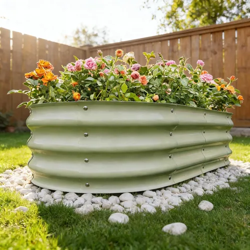 Vista 41 de GARDMAX 2x2x1FT Galvanized Round Raised Garden Bed Kit, Metal Planter Boxes Outdoor with Easy Assembly, Large Garden Bed for Vegetables, Fruits