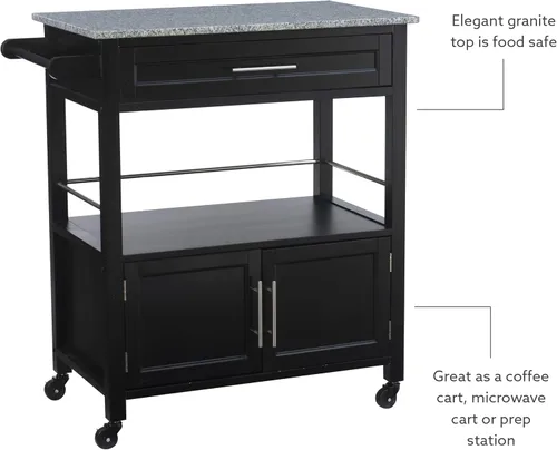 Vista 21 de Linon Cameron Granite Top Carrito de cocina, 36.02 x 24.02 x 17.99 pulgadas, negro