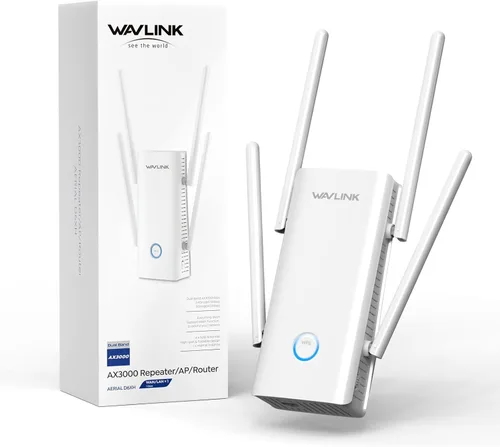 WAVLINK Extensor WiFi 6 AX3000 - Extensor de Internet Amplificador WiFi con 5 Antenas de Alta Ganancia y Beamforming, Cobertura de Banda Dual para