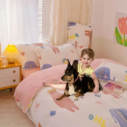 Vista 2 de Juego de Funda de Edredón de Elefante Funda de Edredón Esponjosa Funda de Edredón Suave para Niños Tamaño Twin Juego de Ropa de Cama Funda