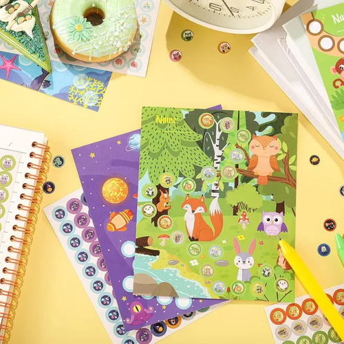 Vista 4 de 100 Pieces Sticker Charts for Kids Incentives Reward Chart for Kids Behavior in 4 Designs with 2160 Mini Animal Stickers Dry Erase Chore Chart for