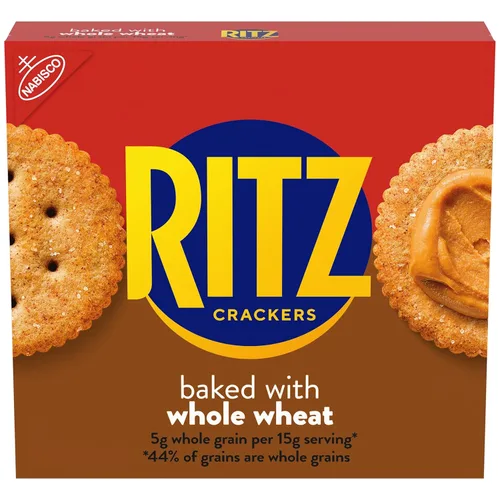 RITZ Galletas de trigo integral, aperitivos para niños y adultos, aperitivos para el almuerzo, 12.9 onzas