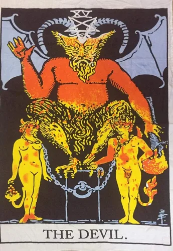 Vista 7 de Indian Consigners - Tapiz de cartas de tarot coloridas, pósteres pequeños de algodón, Europa medieval (100 CM x 75 CM) (Muerte)