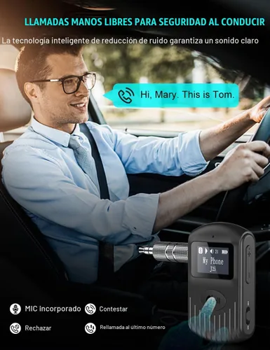 Vista 6 de COMSOON Receptor Bluetooth, negro, adaptador AUX Bluetooth 5.0 de 0.1 in