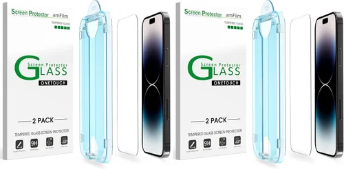 Vista 10 de amFilm OneTouch - Protector de pantalla para iPhone 12 Pro Max (6.7 pulgadas, 2020) con kit de fácil instalación, vidrio templado, paquete de 2
