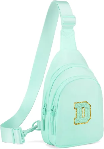 Vista 139 de Viverte Pequeña bolsa con inicial para niñas y mujeres, bonita cangurera cruzada de regalo