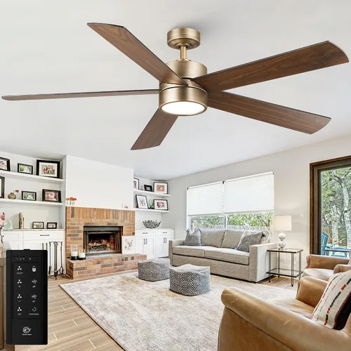 Vista 11 de Ventiladores de techo dorados de 52 pulgadas con luces y control remoto Latón - 52 pulgadas