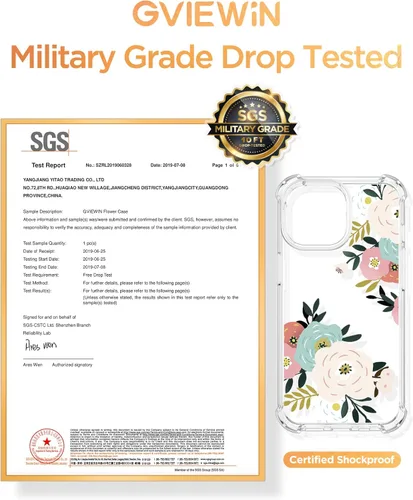 Vista 6 de GVIEWIN - Funda compatible con iPhone 13 Pro de 6.1 pulgadas, cubierta de TPU suave, transparente floral, cubierta protectora a prueba de golpes