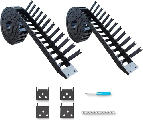 Vista 9 de 2 unidades de 39.4 pulgadas de cadena de arrastre tipo abierto R18 cadena de cable de alambre para fresadora CNC e impresora 3D, 2 pares adicionales