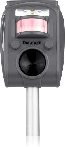 Vista 7 de DURANOM - Repelente ultrasónico de animales, disuasorio solar para exteriores con luz intermitente y sensor de movimiento, repele ciervos, gatos
