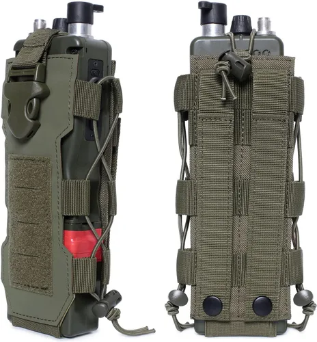 Vista 11 de Soporte para bolsa de radio Molle con diseño de corte láser 2023 y soporte ajustable para botella de agua Molle de 40 onzas, negro/verde/marrón