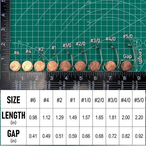 Vista 2 de Dr.Fish Paquete de 100 ganchos EWG para pesca de lubina, ganchos de gusano de pesca extra ancha, compensación de brecha de agua dulce