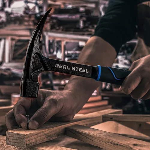 Vista 5 de REAL STEEL Martillo de encuadre forjado de una pieza con cara fresada Martillo de garra para techos de grafito encamisado de 21 onzas 0571