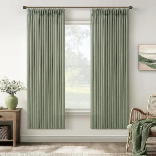 Vista 71 de TWODRAPES Cortinas de Lino Plisadas con Pinza Beige Blancas de 54 Pulgadas de Largo 2 Paneles para Comedor Cocina Dormitorio Plisadas Semi