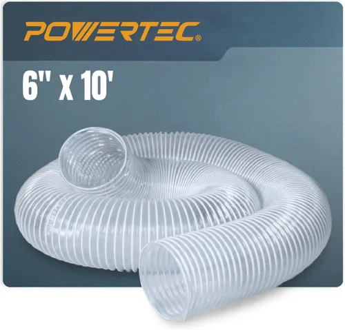 Vista 12 de POWERTEC Manguera de recogida de polvo de PVC de 2-1/2 pulgadas x 5 pies con 2 abrazaderas de manguera de acero inoxidable para sierra de mesa
