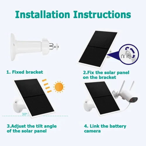 Vista 6 de Cargador de panel solar para cámaras de seguridad al aire libre, 10 W, CC 5 V, compatible con cámaras de batería recargable micro USB y tipo C